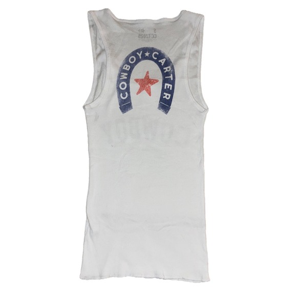 Beyonce Tank‎ Top Women's S White Rib Official Merch 2025 Cowboy Carter Tour NEW - Picture 2 of 8
